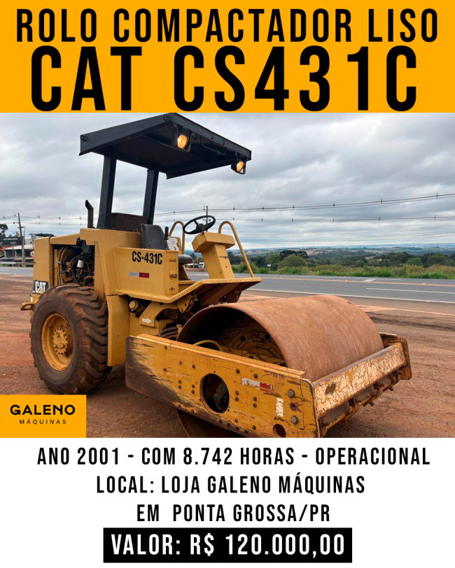 Rolo Compactador Liso CAT CS431C