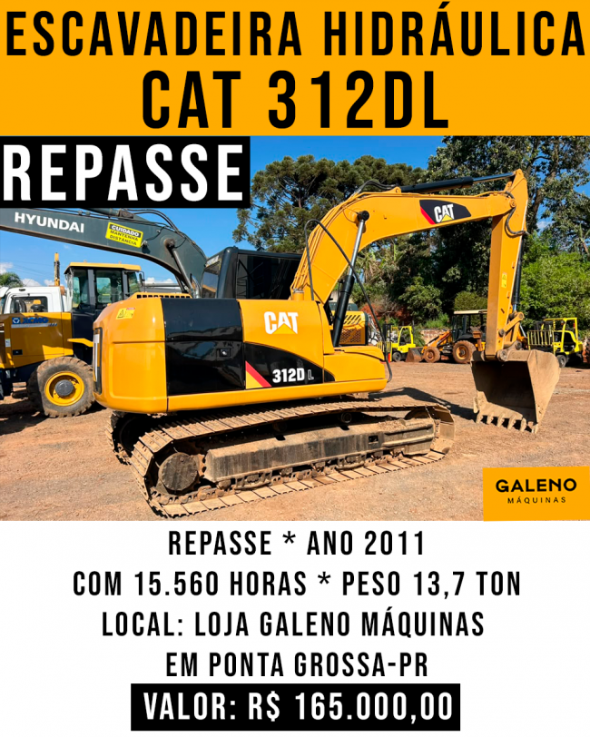 REPASSE Escavadeira Hidráulica CAT 312DL